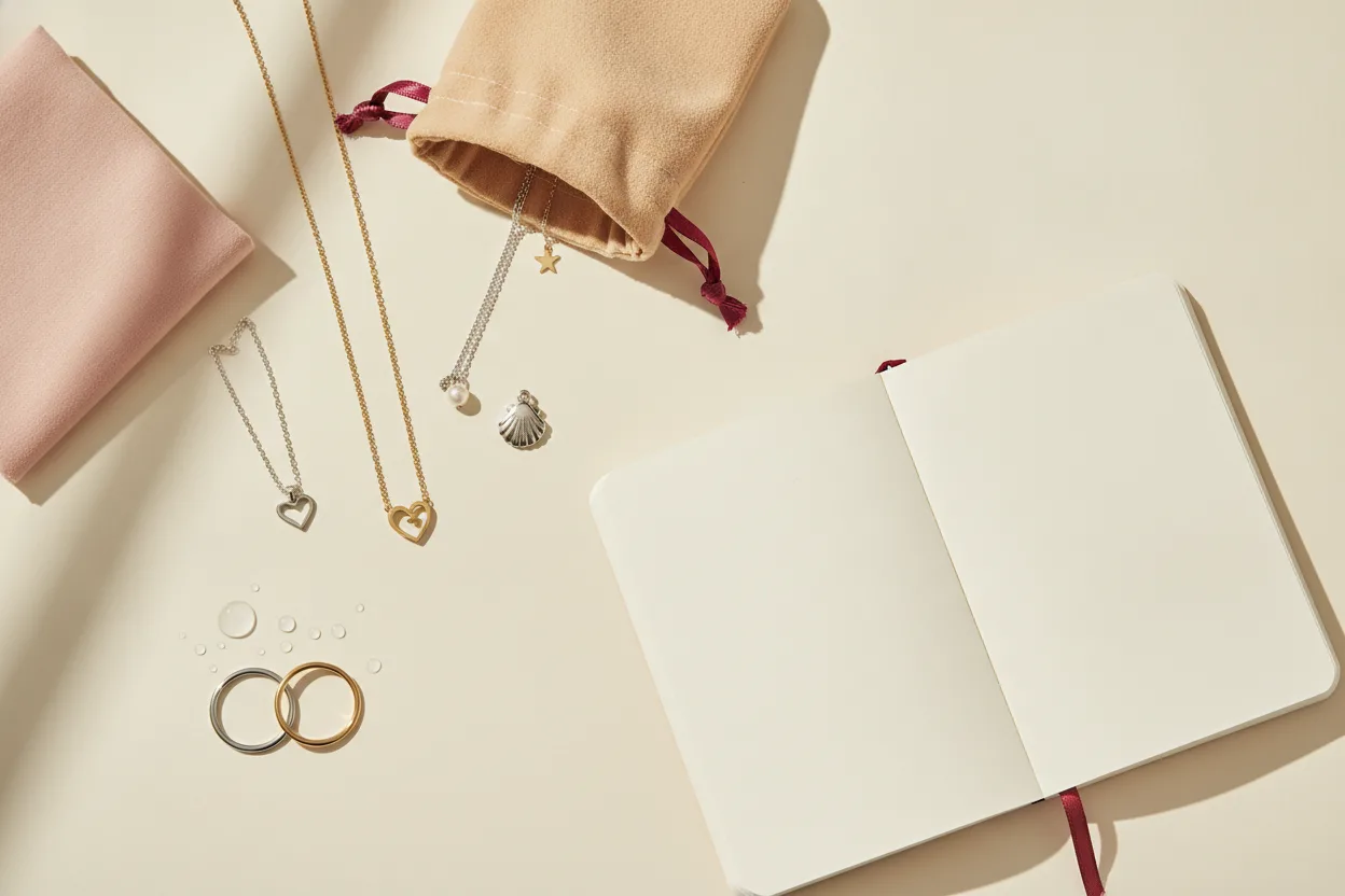 Een zilverkleurige en een goudkleurige ring samen op een klein podium