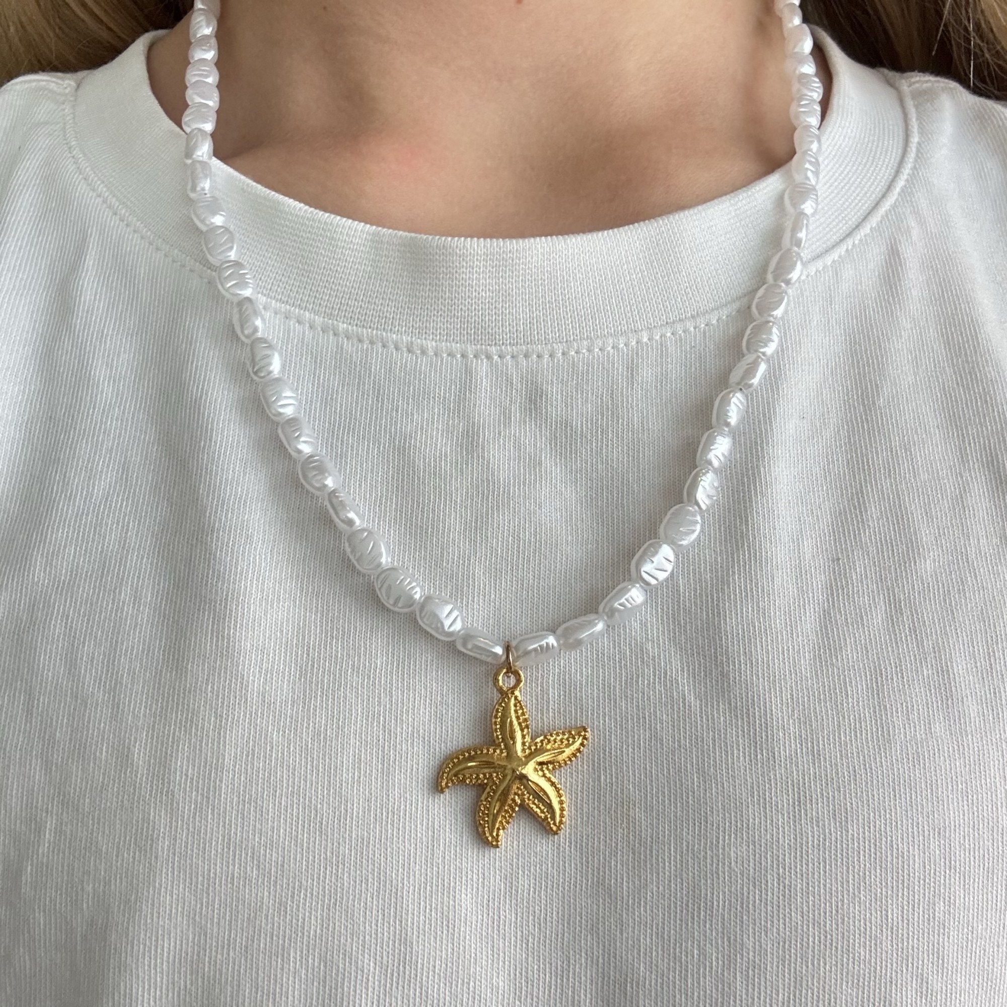 Beach parel ketting – parel goudkleurig, foto 5 van 5