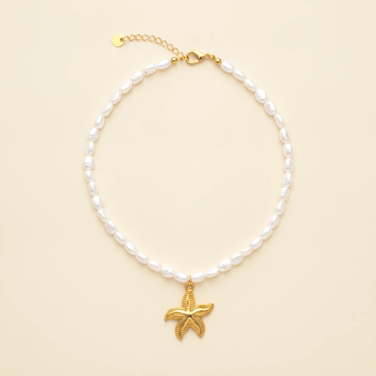 Beach parel ketting – parel goudkleurig