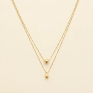 Dubbele ketting met druppel hangers - goudkleurig