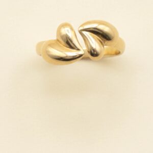 Open ring met 2 hartjes (goud of zilver)