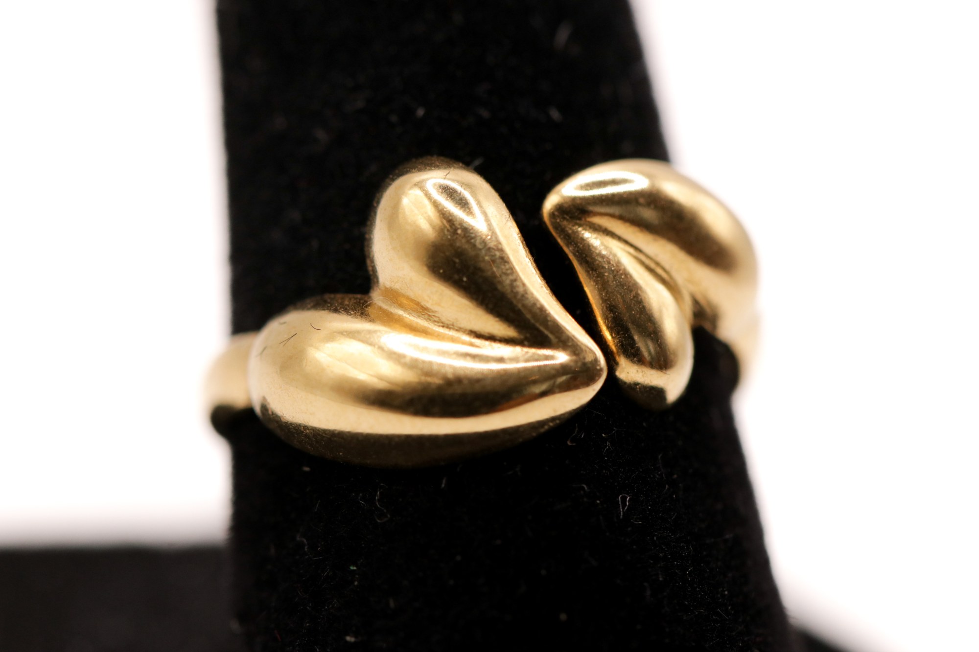 Open ring met 2 hartjes (goud of zilver), foto 4 van 7