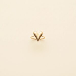 Ring met middel groot hart – zilver en goudkleurig