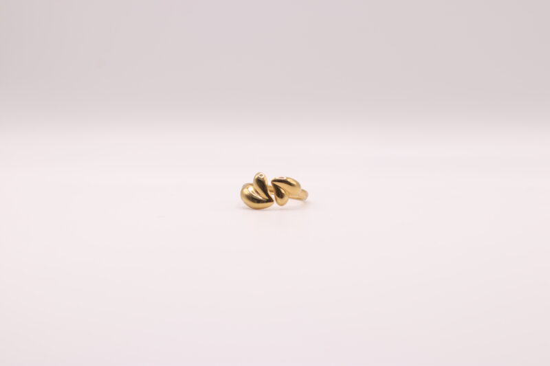 Open ring met 2 hartjes (goud of zilver)