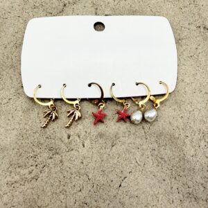 img_1291 Setje beach oorbellen: palmboom, ster en parel