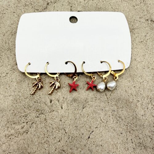 img_1291 Setje beach oorbellen: palmboom, ster en parel