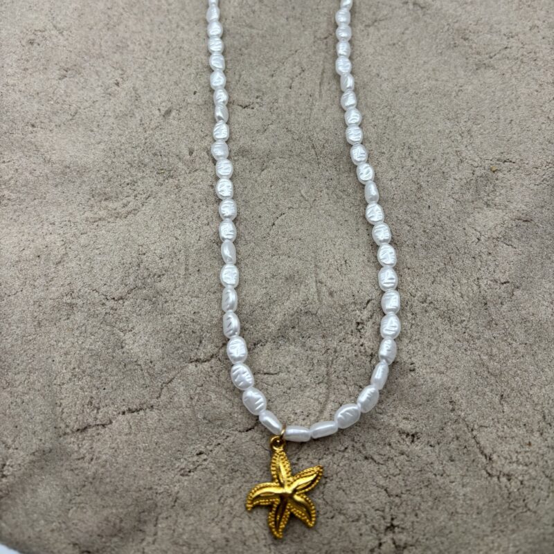 img_4585 Beach parel ketting - parel goudkleurig