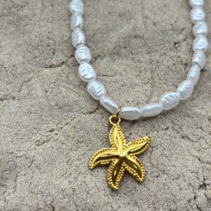 img_4586 Beach parel ketting - parel goudkleurig