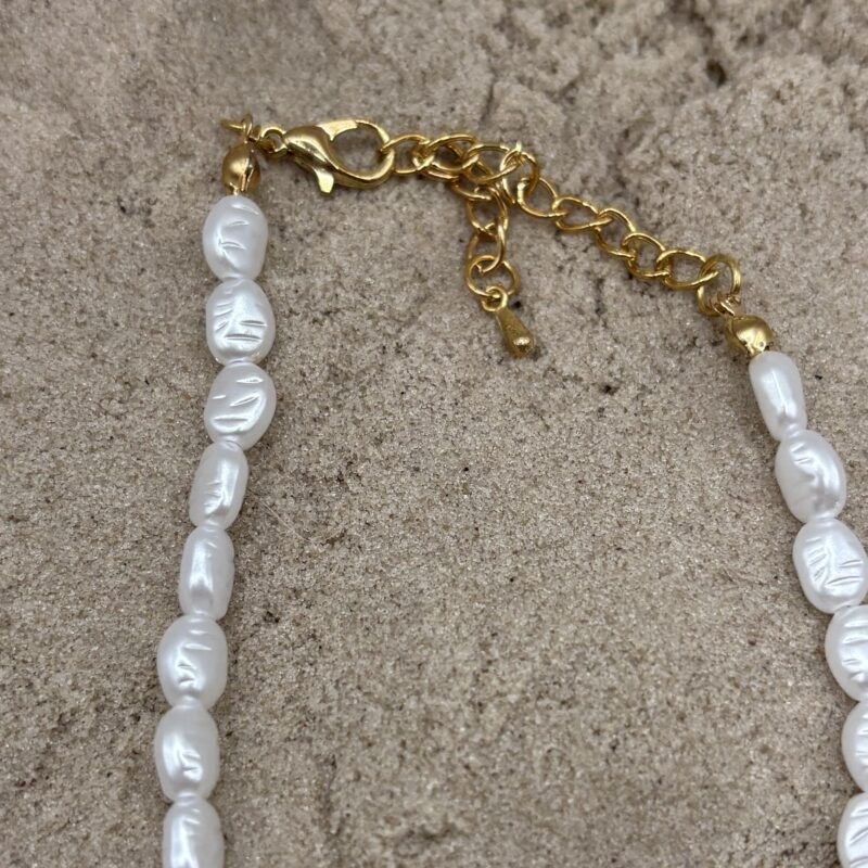 img_4587 Beach parel ketting - parel goudkleurig