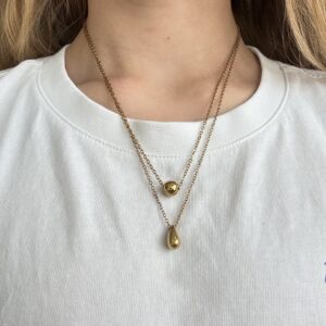 img_4589 Dubbele ketting met druppel hangers - goudkleurig