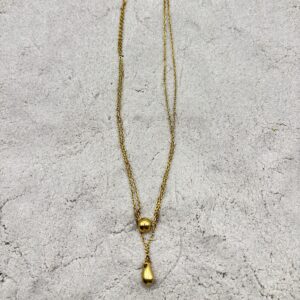 img_4590 Dubbele ketting met druppel hangers - goudkleurig