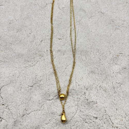 img_4590 Dubbele ketting met druppel hangers - goudkleurig