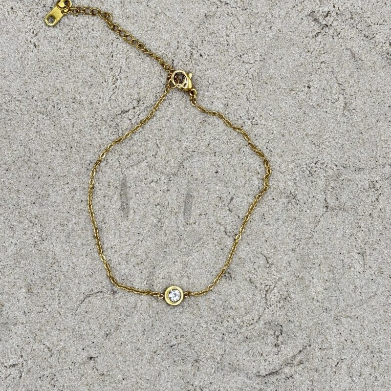 Enkelbandje met steentje - goudkleurig