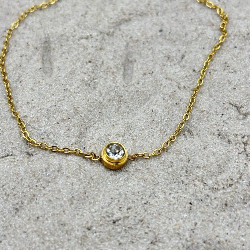 Enkelbandje met steentje - goudkleurig