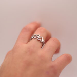 Ring zilveren open hartjes om vinger Hartjes ring (goud en zilver)