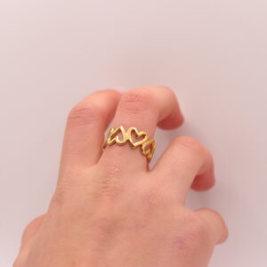 Ring open hartjes om vinger Hartjes ring (goud en zilver)