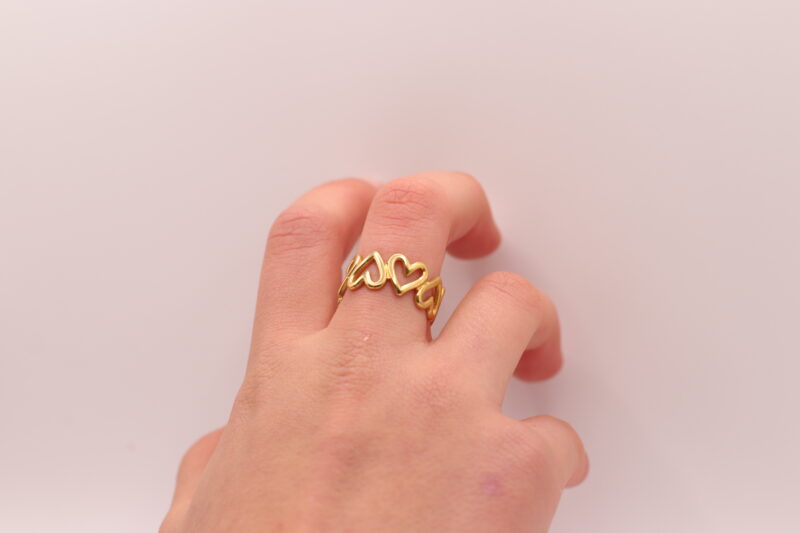 Ring open hartjes om vinger Hartjes ring (goud en zilver)