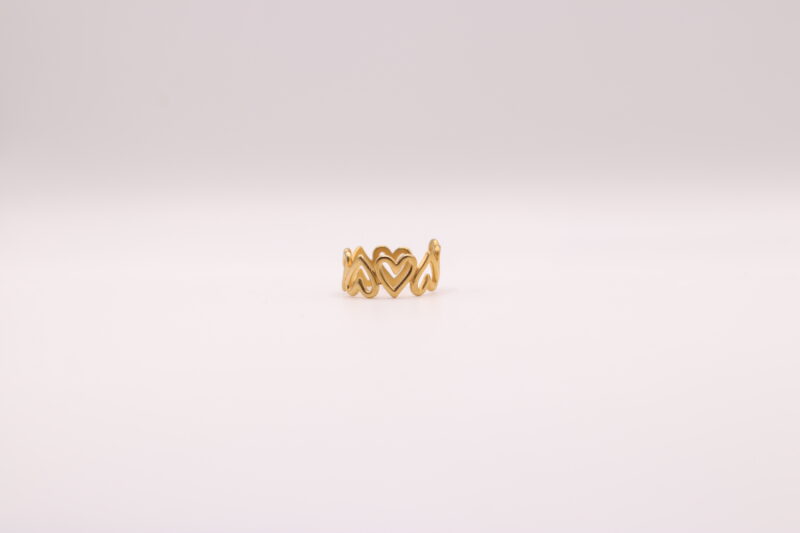 Ring open hartjes van goud - 01 Hartjes ring (goud en zilver)