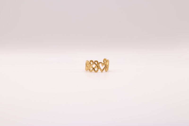 Ring open hartjes van goud - 02 Hartjes ring (goud en zilver)