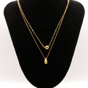 Dubbele ketting met druppel hangers - goudkleurig