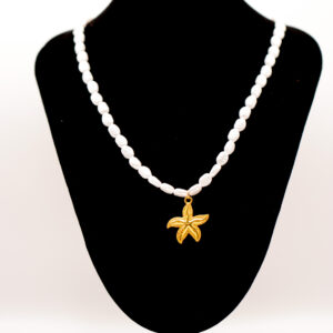 Beach parel ketting - parel goudkleurig