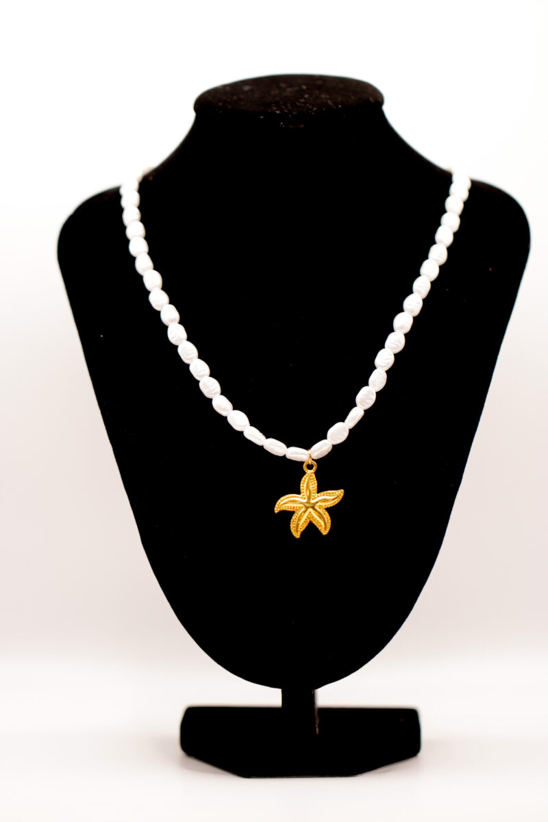 Beach parel ketting - parel goudkleurig