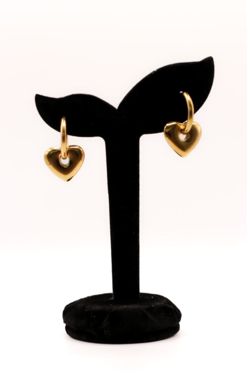 Oorringen met hangend hartje - goudkleurig