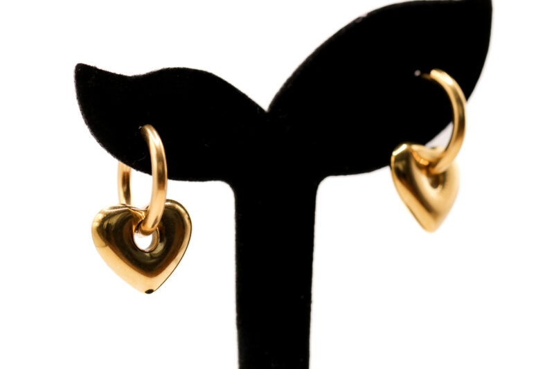 Oorringen met hangend hartje - goudkleurig