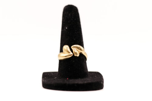 Open ring met 2 hartjes (goud of zilver)